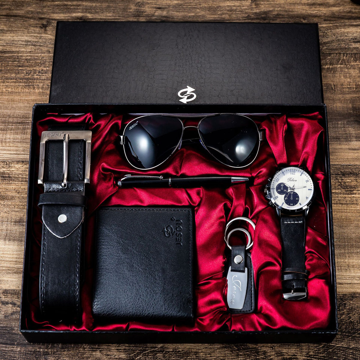 Men's watch gift set – watch, belt, glasses & wallet