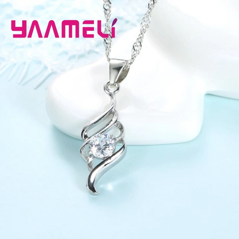 925 Silver Pendant & Hoop Earring Set