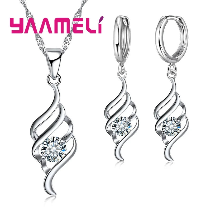 Set pendente e orecchini a cerchio in argento 925
