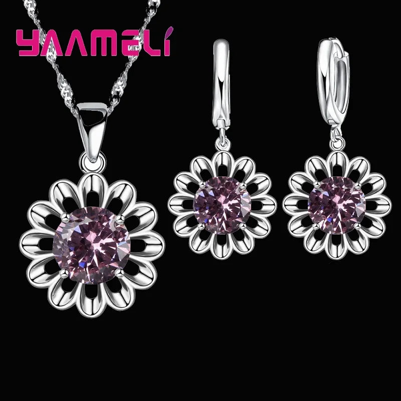 925 Silver Crystal Wedding Jewelry Set