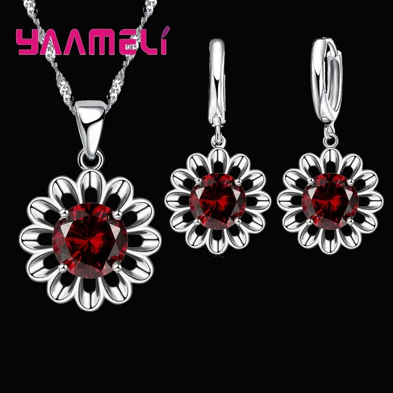 925 Silver Crystal Wedding Jewelry Set