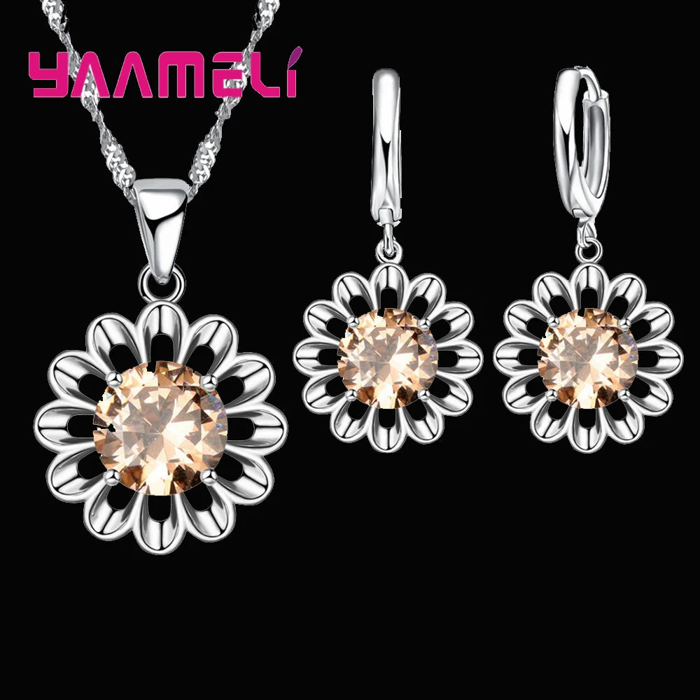 925 Silver Crystal Wedding Jewelry Set