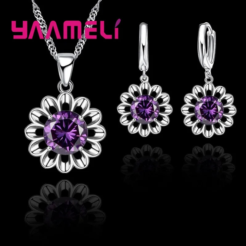 925 Silver Crystal Wedding Jewelry Set