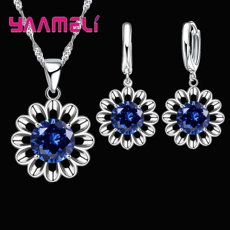 925 Silver Crystal Wedding Jewelry Set