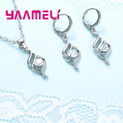925 Silver Pendant & Hoop Earring Set
