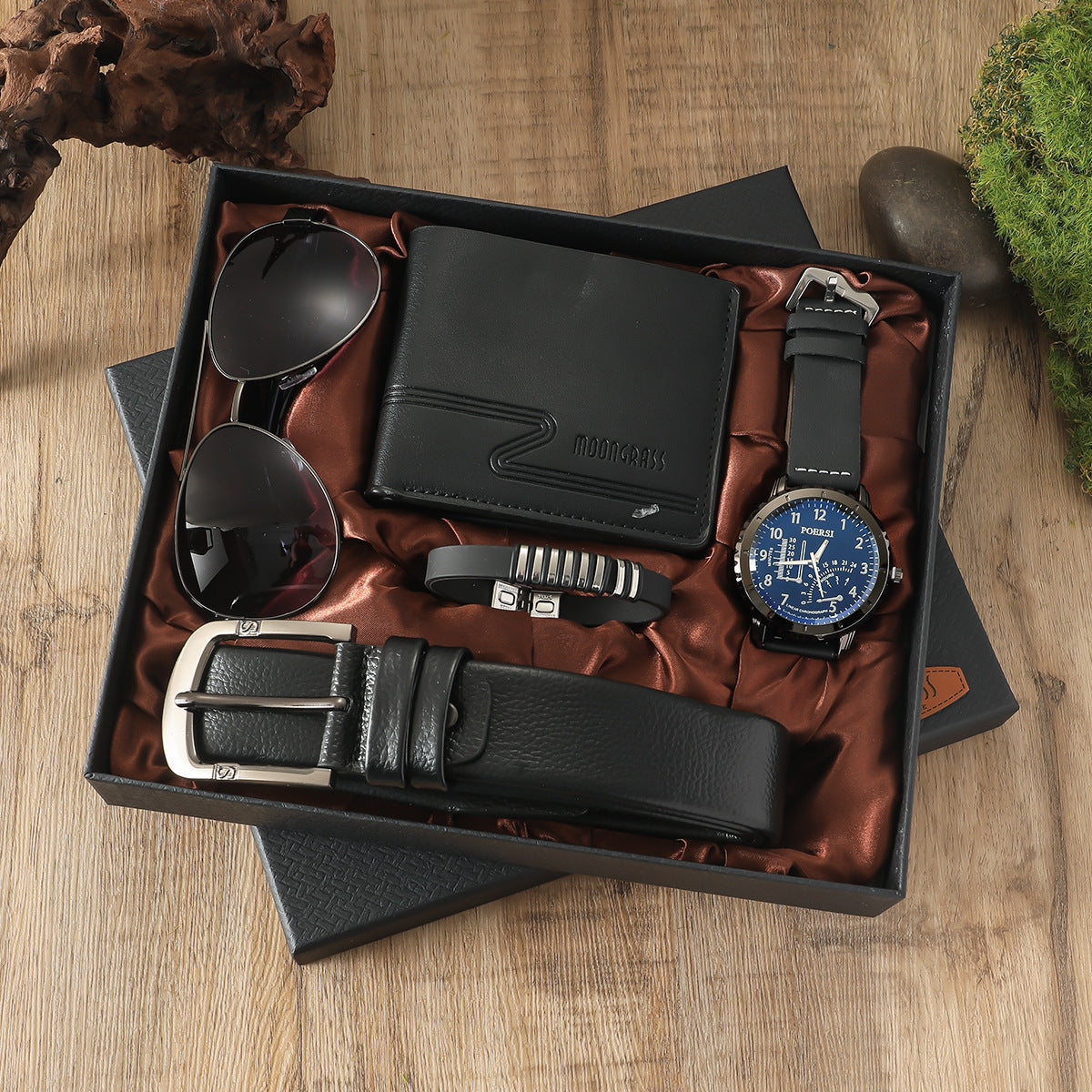 Men's watch gift set – watch, belt, glasses & wallet