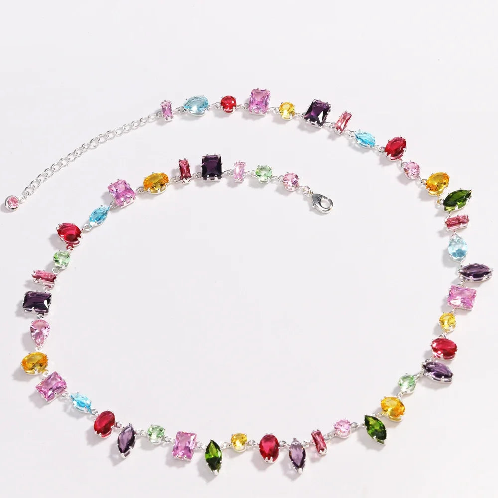 18K Gold Crystal Zircon Necklace