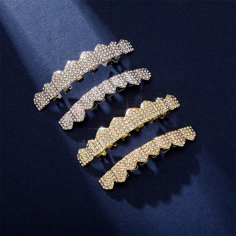 Bling Cubic Zircon Hip Hop Teeth Grillz For Unisex Top Bottom Mouth Removable Dental Fashion Cosply Teeth Jewelry
