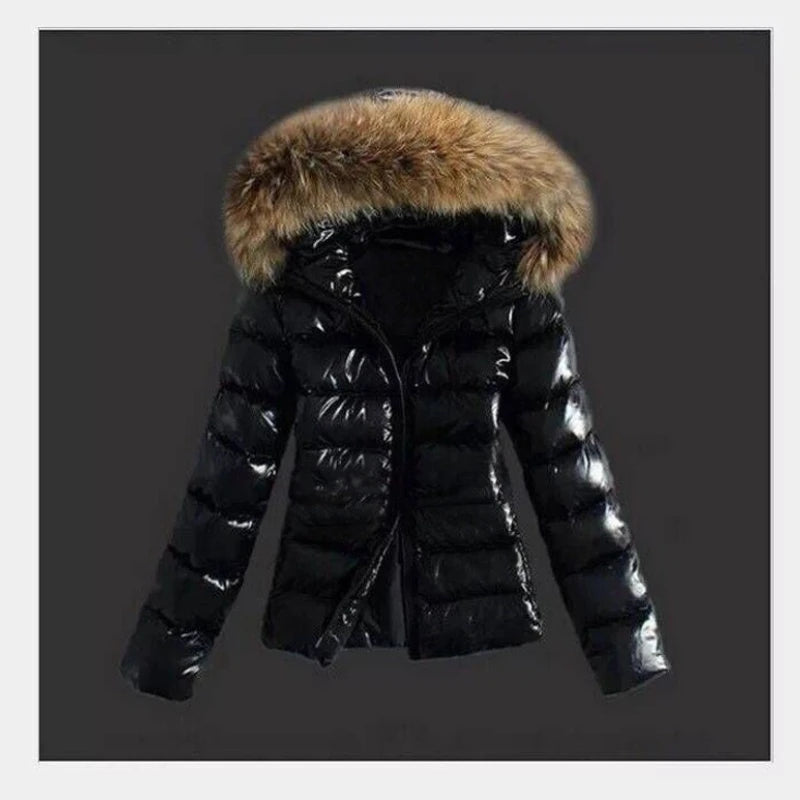 Kunstleder Winterjacke Damen – Edgy & Warm