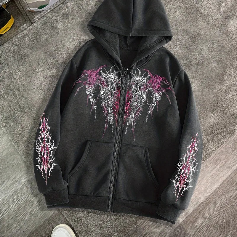 Herren Gothic Hoodie Jacke – Streetwear Zipper Herbst Winter