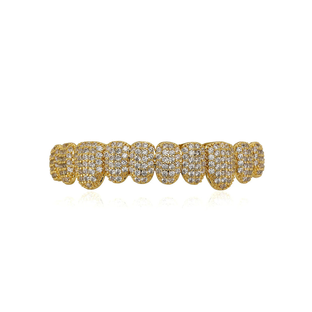 RACHELZ Hip Hop Grillz – 14K Gold CZ Tooth Caps for Men & Women