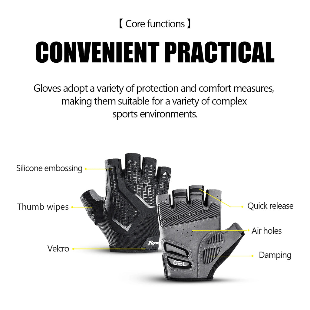 Sommer Halbfinger Mountain Road Bike Handschuhe Schwarz Flüssiges Silikon Stoßdämpfend Atmungsaktiv Verschleißfest Heimtrainer Fitne