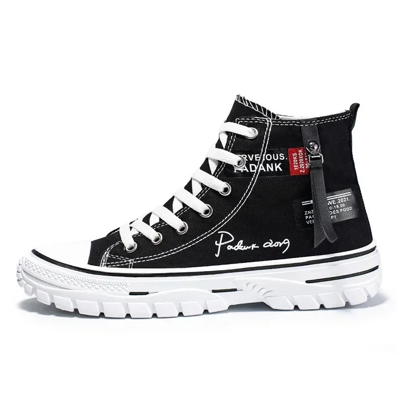 Scarpe da uomo vulcanizzate in tela, sneakers alte, scarpe casual traspiranti con plateau, scarpe da ginnastica chunky da uomo.