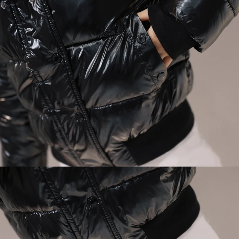 Women's Glossy Parka Black – Premium Winter Jacket