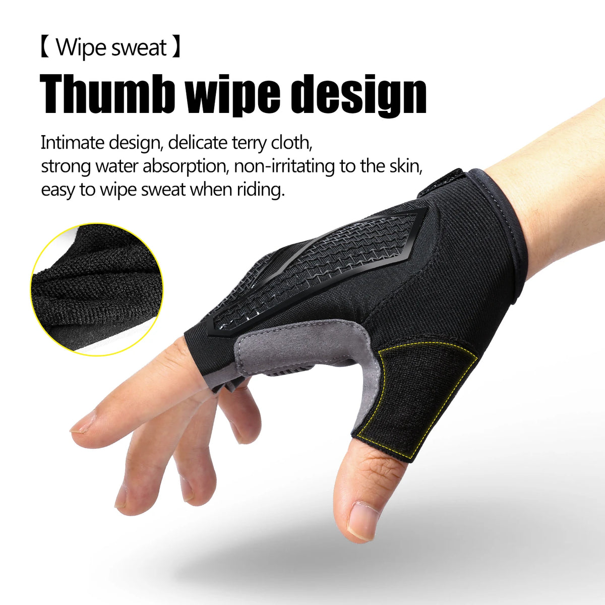 Sommer Halbfinger Mountain Road Bike Handschuhe Schwarz Flüssiges Silikon Stoßdämpfend Atmungsaktiv Verschleißfest Heimtrainer Fitne