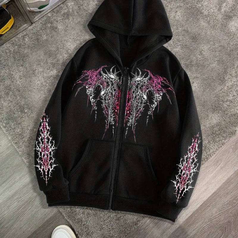Herren Gothic Hoodie Jacke – Streetwear Zipper Herbst Winter