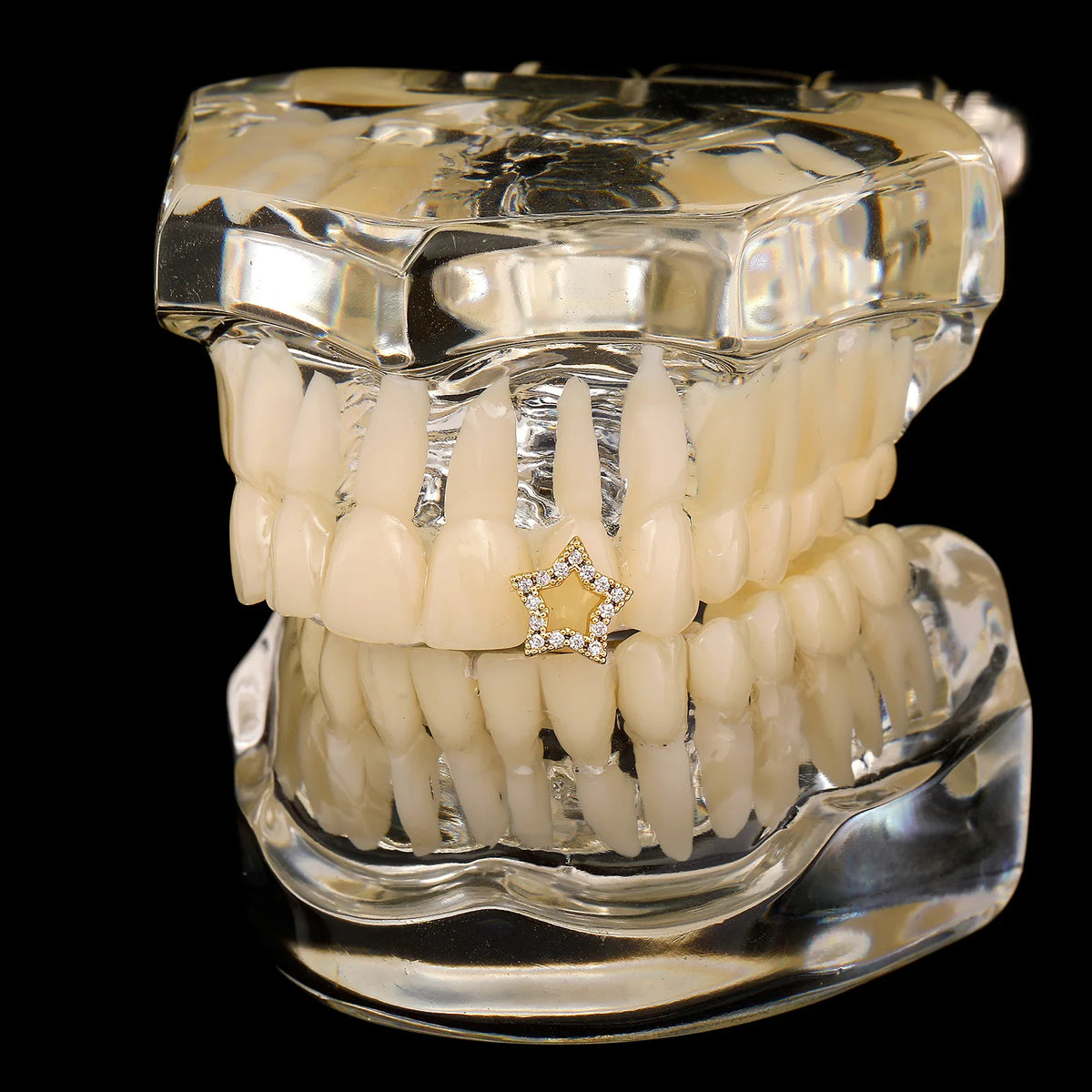 Iced Out Five-Pointed Star Single Teeth Grillz Zircon Tooth Caps Decor Dental Grills For Women Men Punk Jewelry