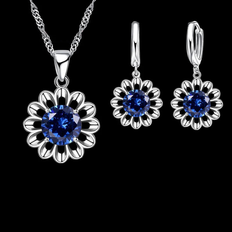 925 Silver Crystal Wedding Jewelry Set