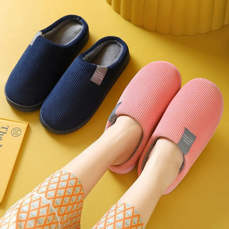 Pantoufles d'intérieur épaisses et douces pour hommes et femmes, chaussons en peluche antidérapants et thermiques pour la maison, hiver