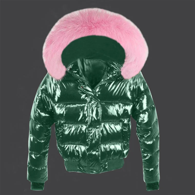 Glossy Parka Damen Schwarz – Premium Winterjacke