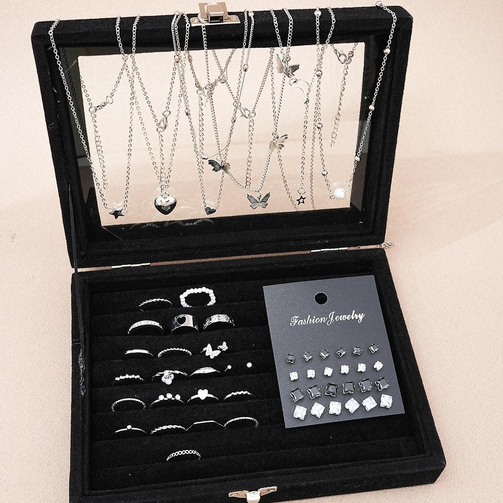 Set di gioielli con farfalle e perle da 51 pezzi