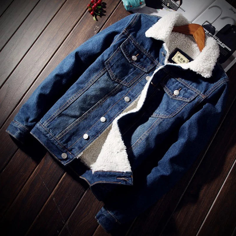 Herren Jeansjacke mit Woll-Futter – Warm & Trendy