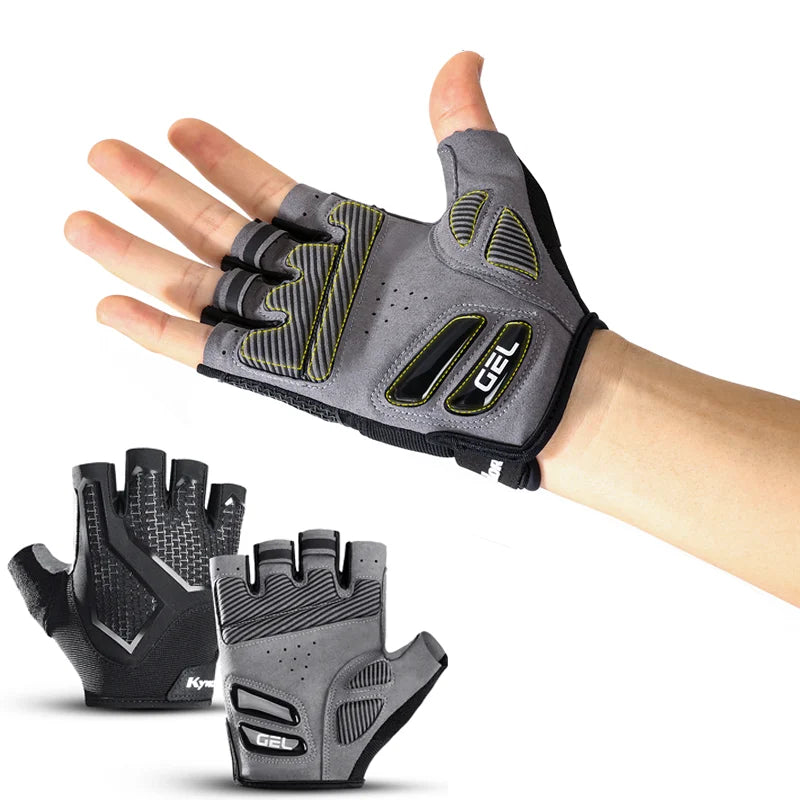 Sommer Halbfinger Mountain Road Bike Handschuhe Schwarz Flüssiges Silikon Stoßdämpfend Atmungsaktiv Verschleißfest Heimtrainer Fitne