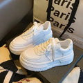 Damen Weiße Leder Sneaker – Atmungsaktiv & Plateau Walking Schuhe