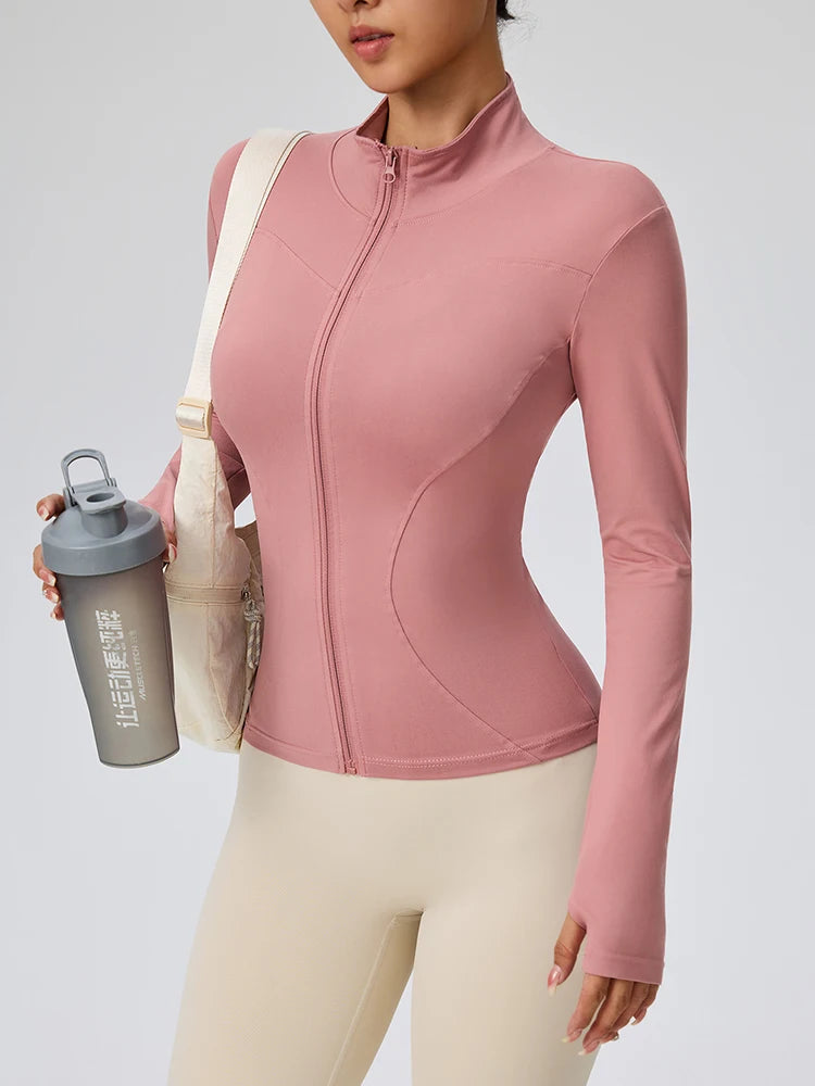 Professionelle elastische, schnell trocknende Sportjacke für Damen, Frühling und Sommer, Yoga-Oberteil, eng anliegend, zum Abnehmen, Laufen, Radfahren und Fitness