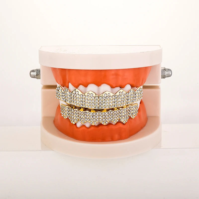 Bling Cubic Zircon Hip Hop Teeth Grillz For Unisex Top Bottom Mouth Removable Dental Fashion Cosply Teeth Jewelry