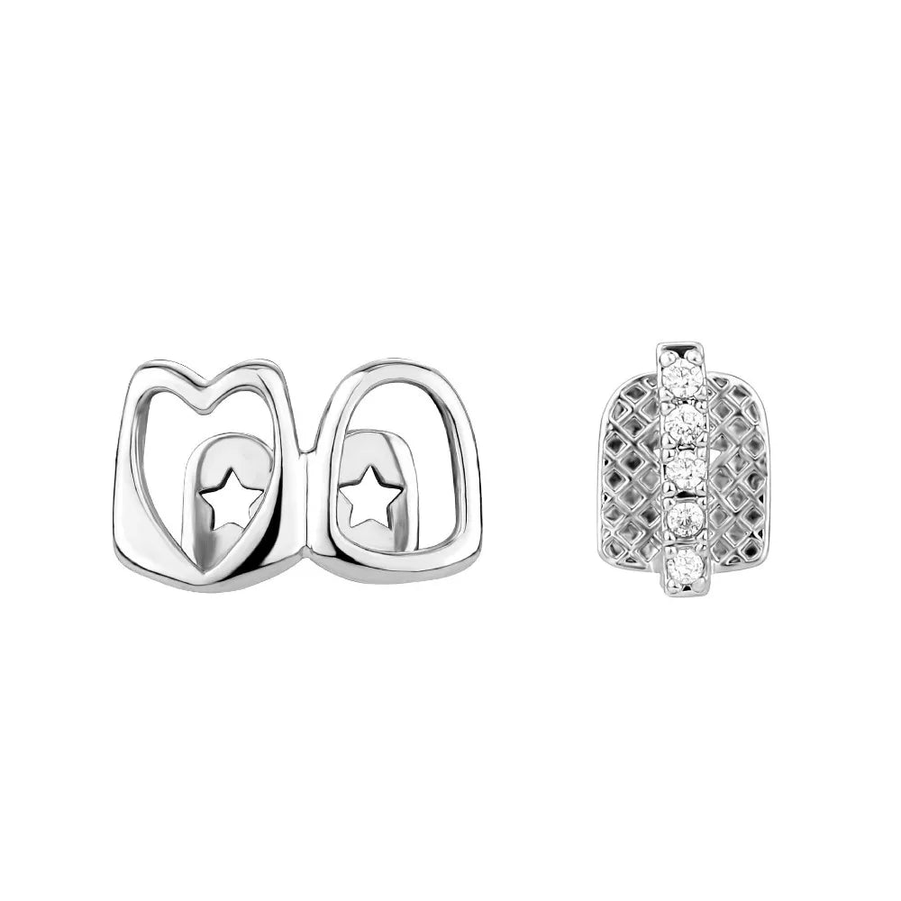 Glossy Finish Teeth Grillz Top Bottom Set Anti Slip Eco-friendly Copper Teeth Grillz Caps Gold Silver Teeth Jewelry Events