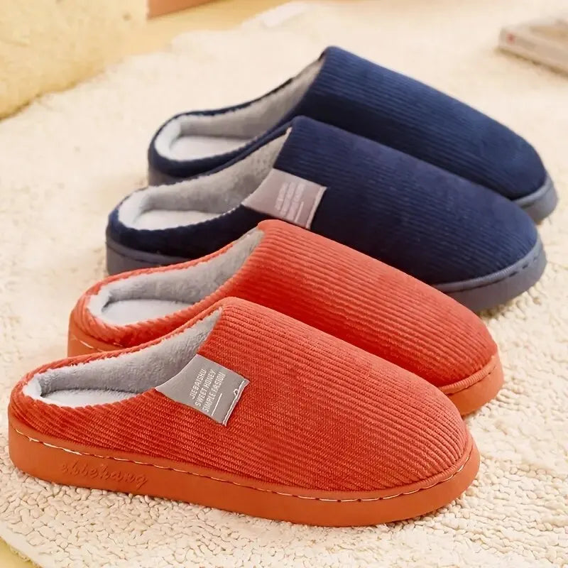 Pantoufles d'intérieur épaisses et douces pour hommes et femmes, chaussons en peluche antidérapants et thermiques pour la maison, hiver