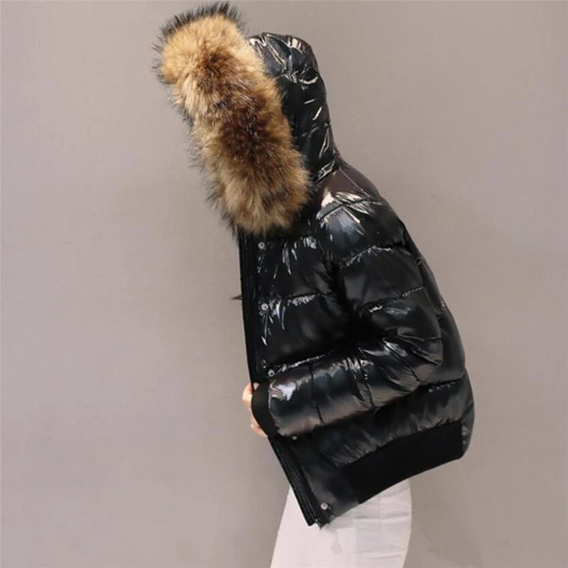 Women's Glossy Parka Black – Premium Winter Jacket