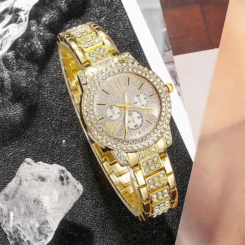 Gold Luxury Uhr & Schmuck Set
