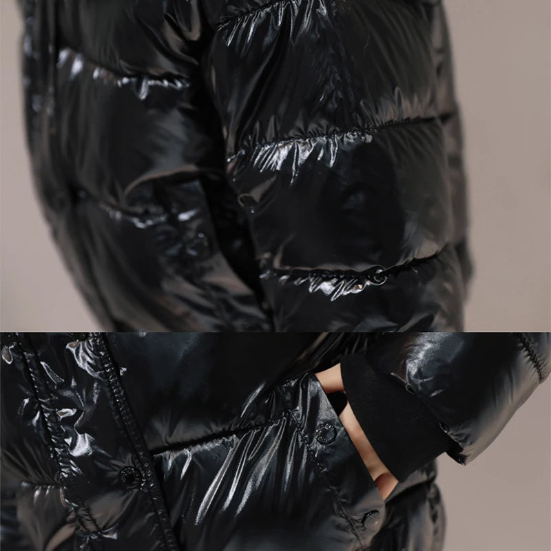 Women's Glossy Parka Black – Premium Winter Jacket