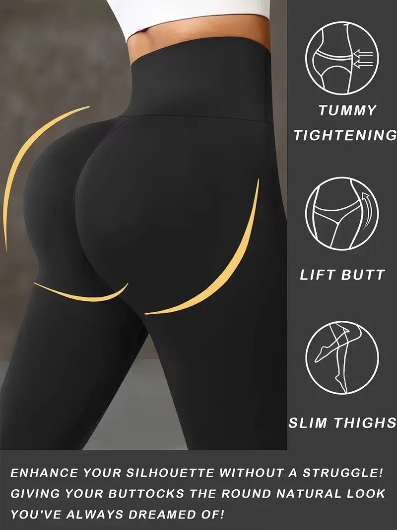 Damen-Yogahose mit hoher Taille, Po-Lifting-Leggings mit breitem Bund, verstellbare Po-Lifting-Trainingshose für Laufen, Fitness und Gym