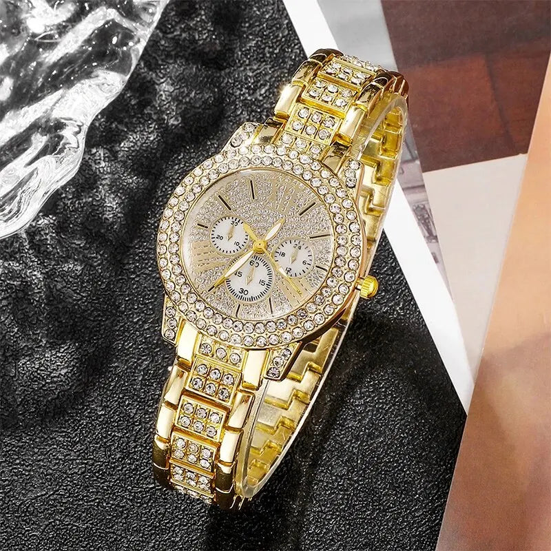 Gold Luxury Uhr & Schmuck Set