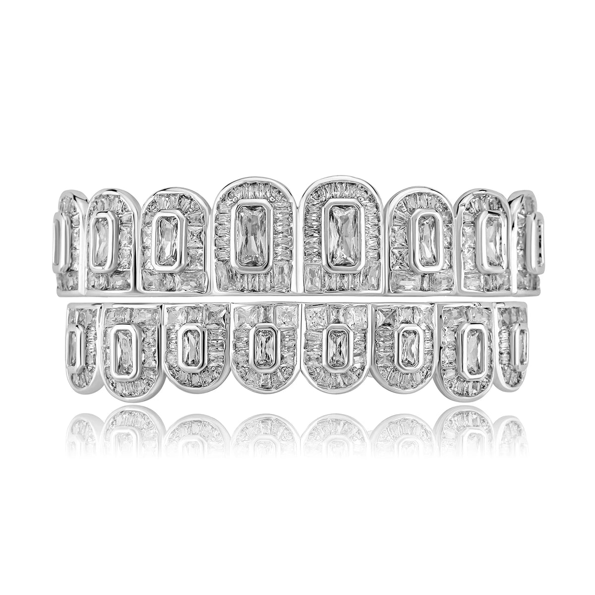 JINAO Hip Hop Grillz – Iced Out CZ Tooth Caps Top & Bottom