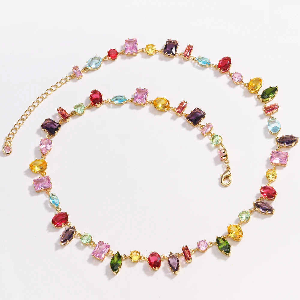 18K Gold Crystal Zircon Necklace