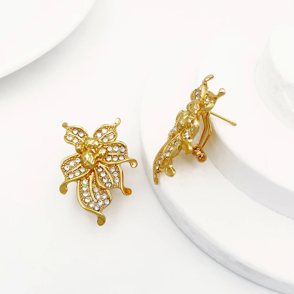 18K Gold Flower Choker Jewelry Set