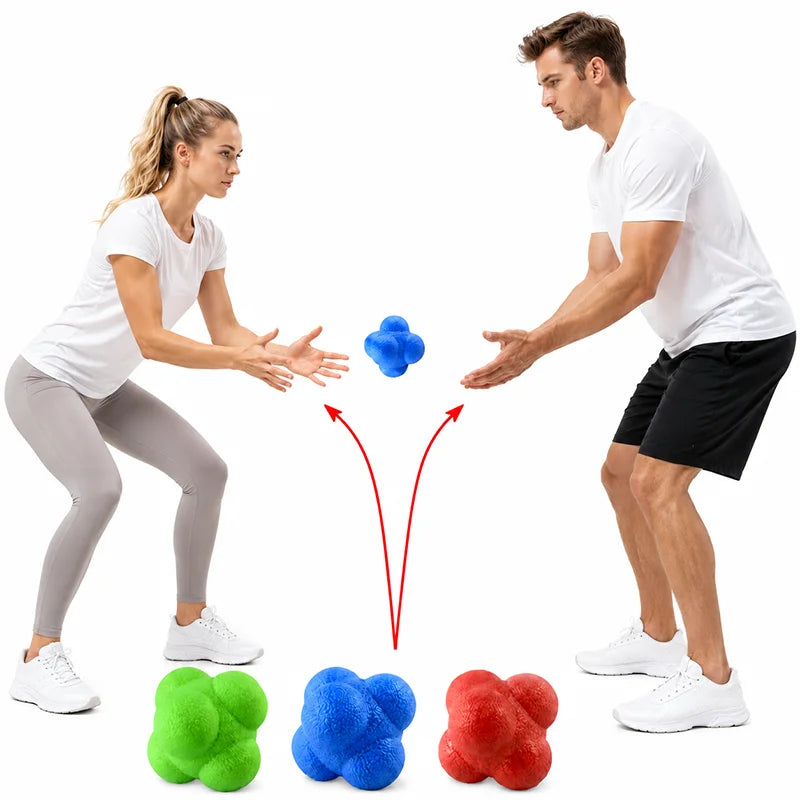 2/4 Stück Reaktions-Bounce-Bälle, sechseckiger Reaktionsball für Baseball, Handball, Tennistraining, Rot, Grün, Blau, Reflexbälle, Sport, Fitn