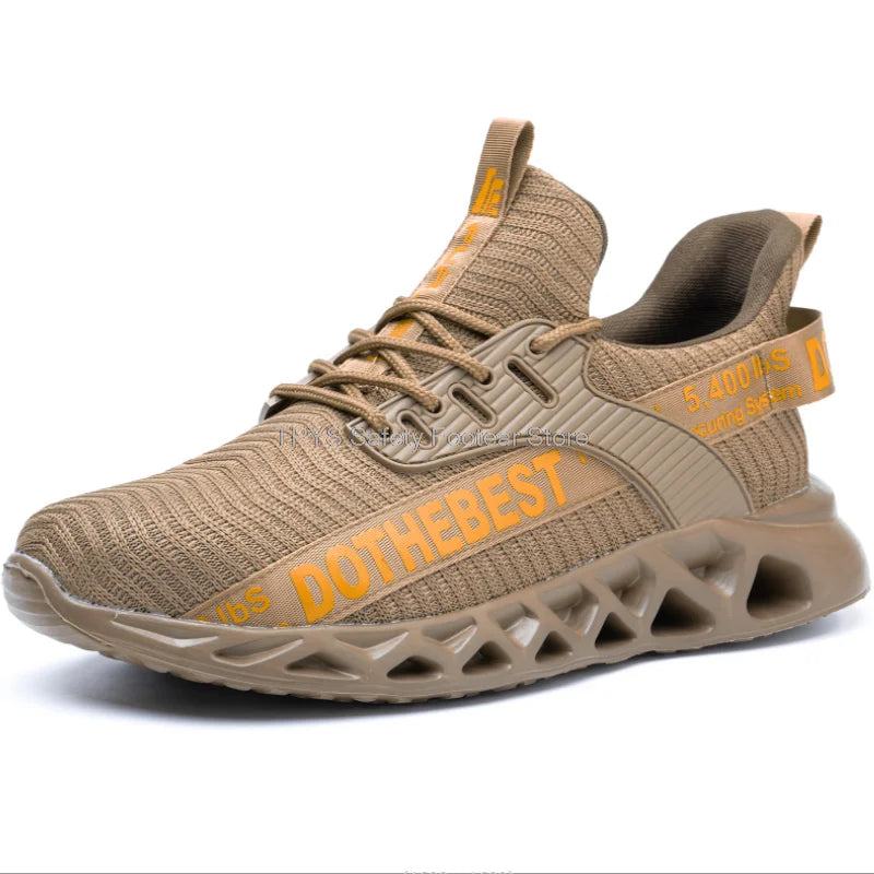 Anti-puncture Safety Shoes, Steel Toe Work Shoes for Men and Women, Lightweight Safety Work Boots, Breathable Sport Safety Shoes, Unisex