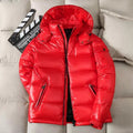 Men's Shiny Down Jacket – Genuine White Duck Down & Hood