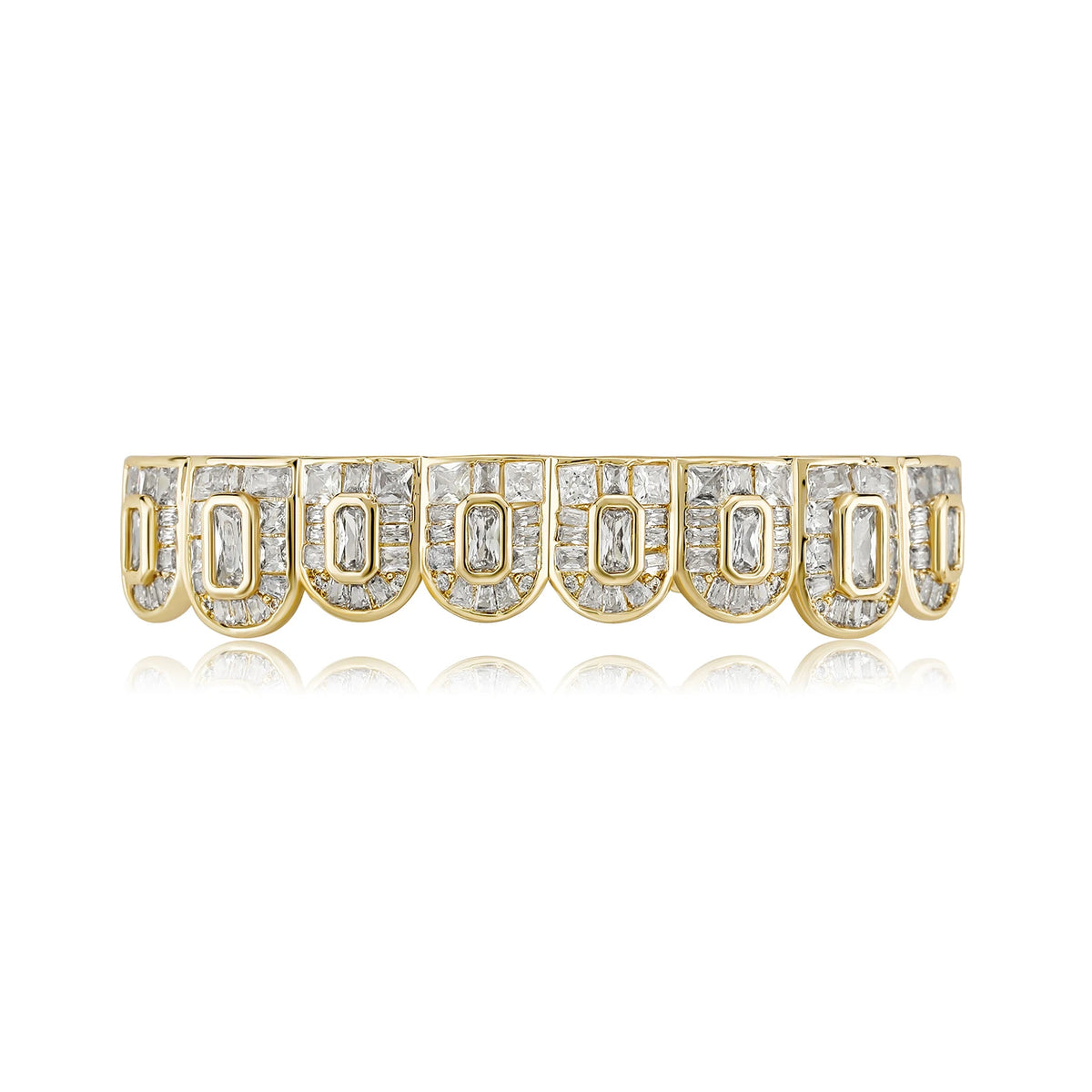 JINAO Hip Hop Grillz – Iced Out CZ Tooth Caps Top & Bottom