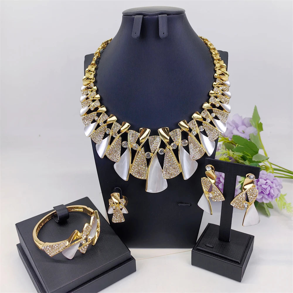 Luxury Two-Tone Bridal Jewelry Set