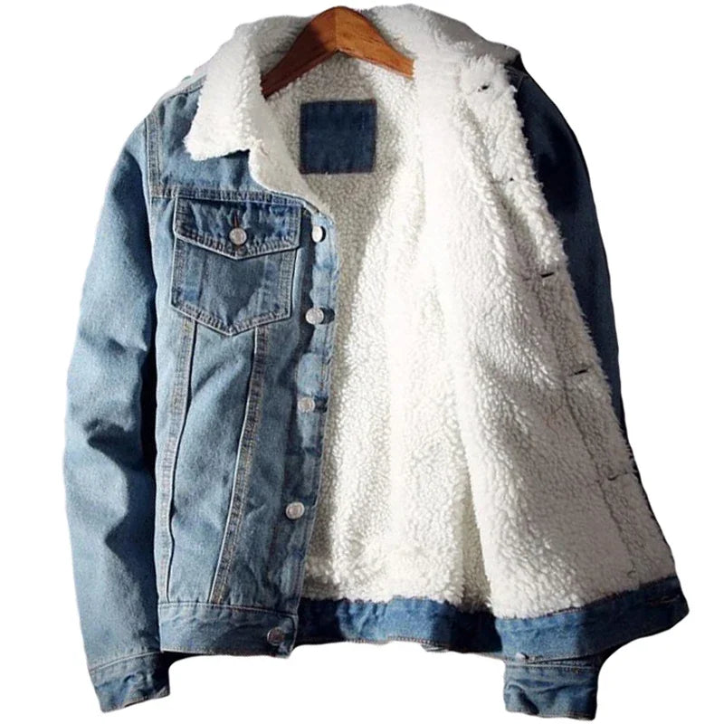 Herren Jeansjacke mit Woll-Futter – Warm & Trendy