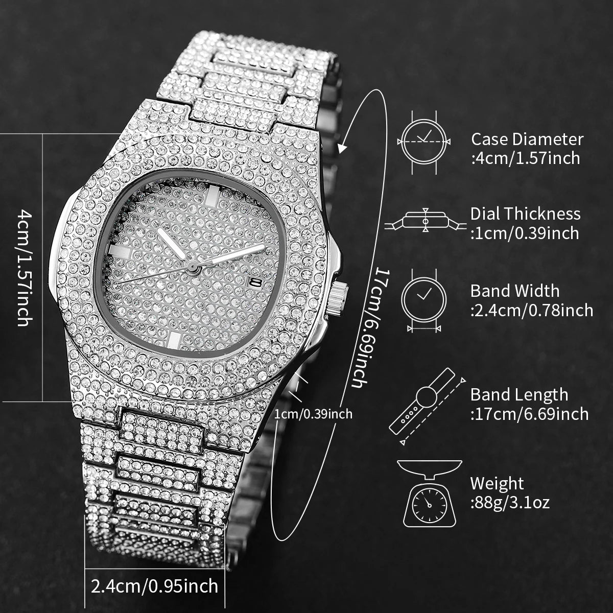 Luxury Diamant Herren Armbanduhr – Edelstahl