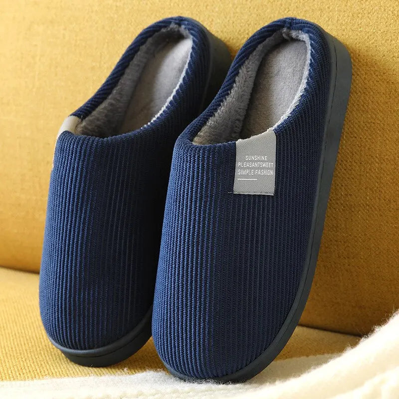 Pantoufles d'intérieur épaisses et douces pour hommes et femmes, chaussons en peluche antidérapants et thermiques pour la maison, hiver