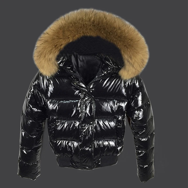 Glossy Parka Damen Schwarz – Premium Winterjacke
