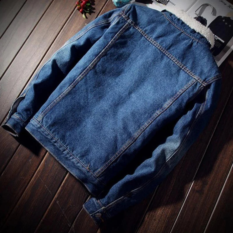 Herren Jeansjacke mit Woll-Futter – Warm & Trendy